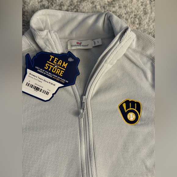 Vineyard Vines Women Brewers Grid Fleece Quarter Zip Pullover Size Small NWT - Picture 6 of 8